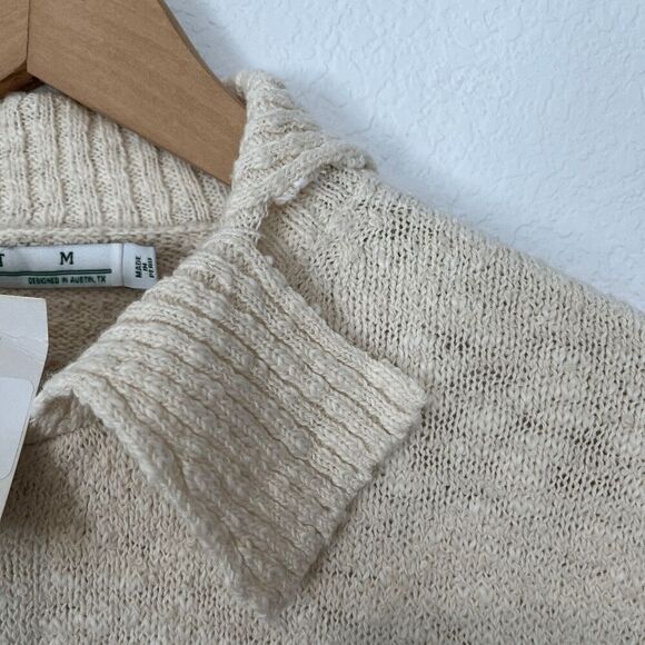 Criquet Beige Knit Organic Cotton Button Down Sweater Men's Size Medium - Picture 7 of 8